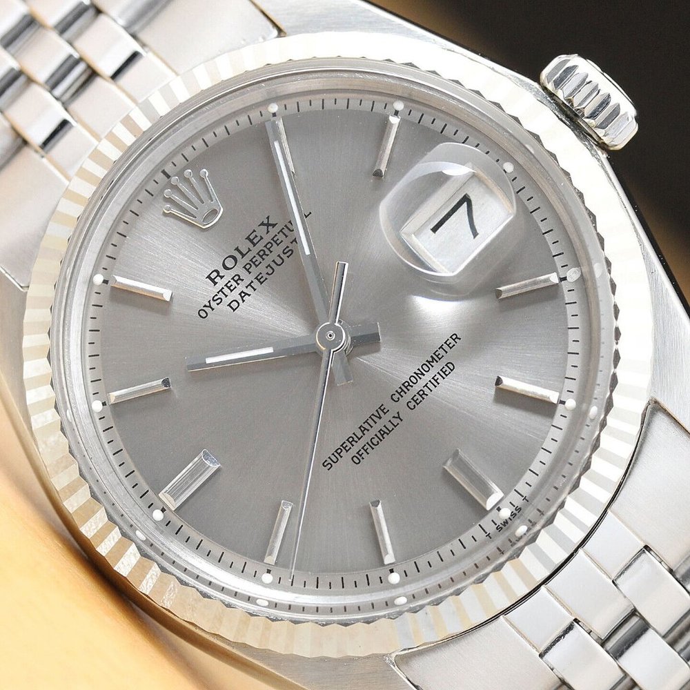 Sale! Rolex Men's 36mm Grey Datejust 18k Watch